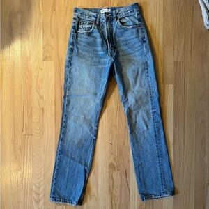 Zara Blue Straight-Leg Jeans with Vintage Fading